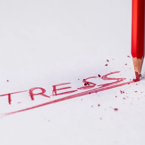 Stress written in red pen